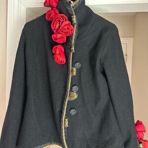 Black medium rose 🌹 trimmed jacket